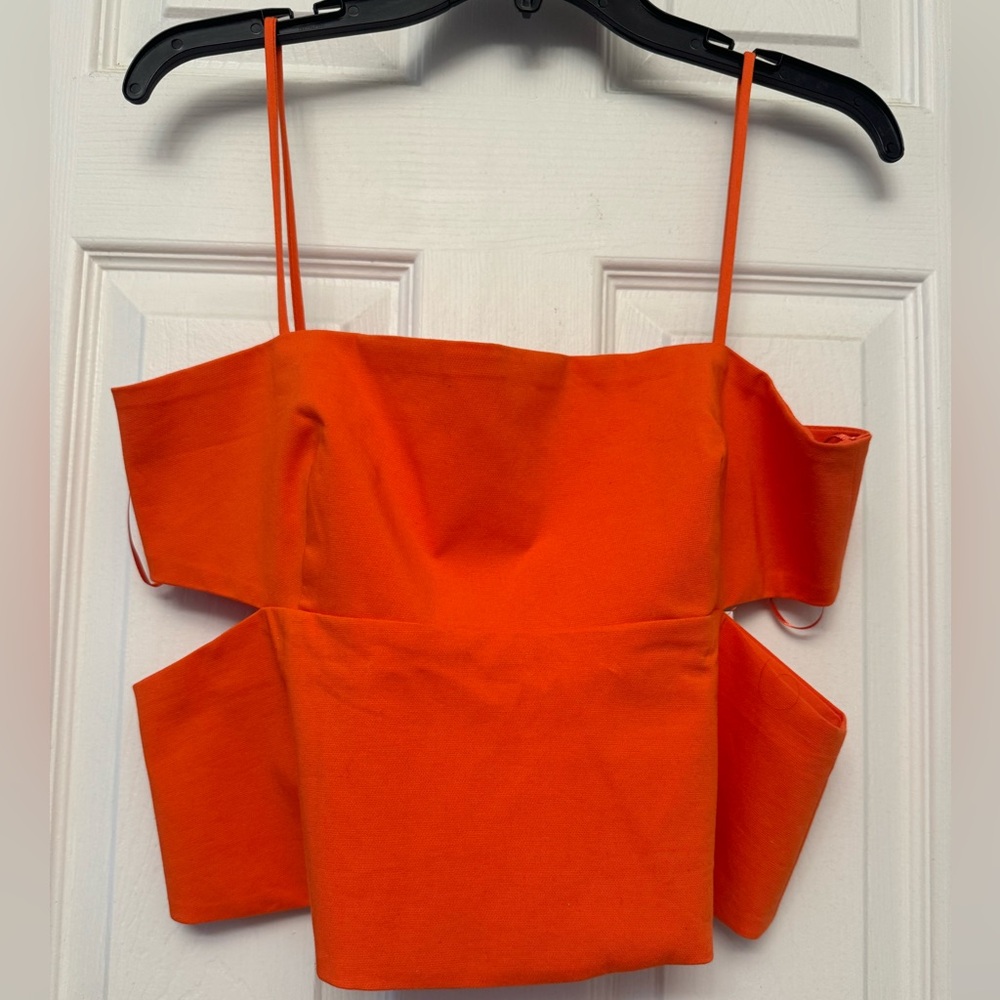 Zara orange cut out sleeveless top